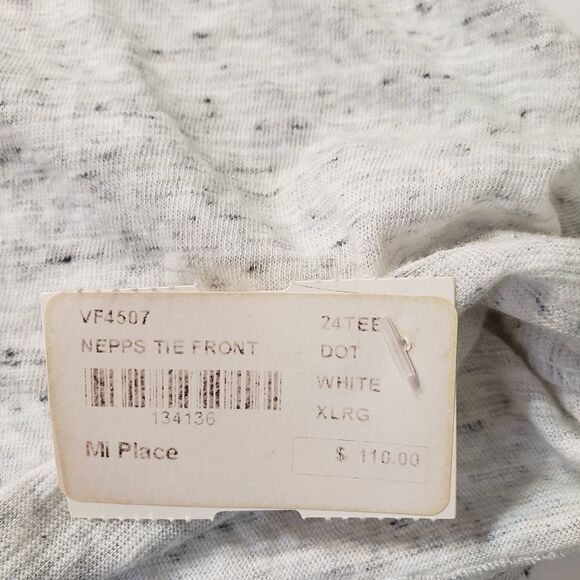 Three Dots Nepps Criss Cross Tie Front Gray Marled Tee XL - Picture 7 of 8